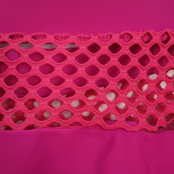 Plus Size Fishnet High Waist Bikini Set Hot Pink - Picture 7 of 11